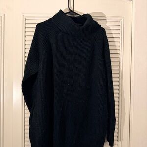 Cozy Black Turtleneck Sweater Dress